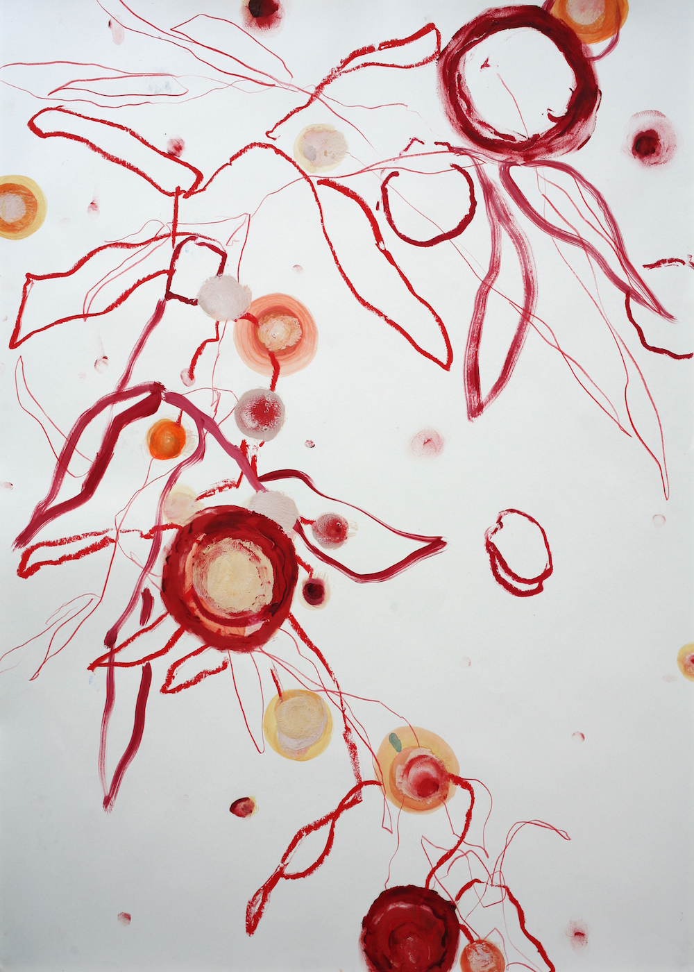 3 - Untitled (Tournesols rouges2),2020,oilstick and colored pencil on paper,105x75cm web