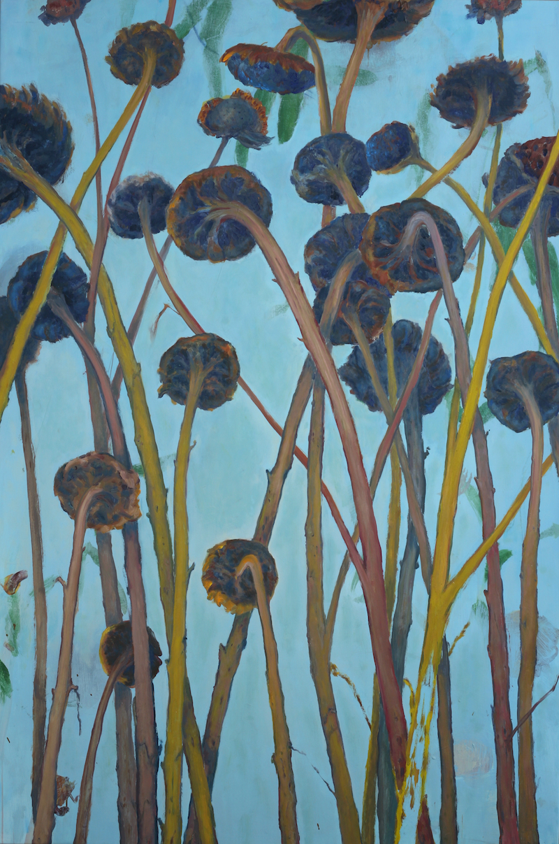 1 - Les tournesols bleus n°2,2020-22, oil and acryl on paper mounted on canvas, 195x130cm,web